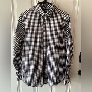 Men’s long sleeve navy blue checkered shirt
